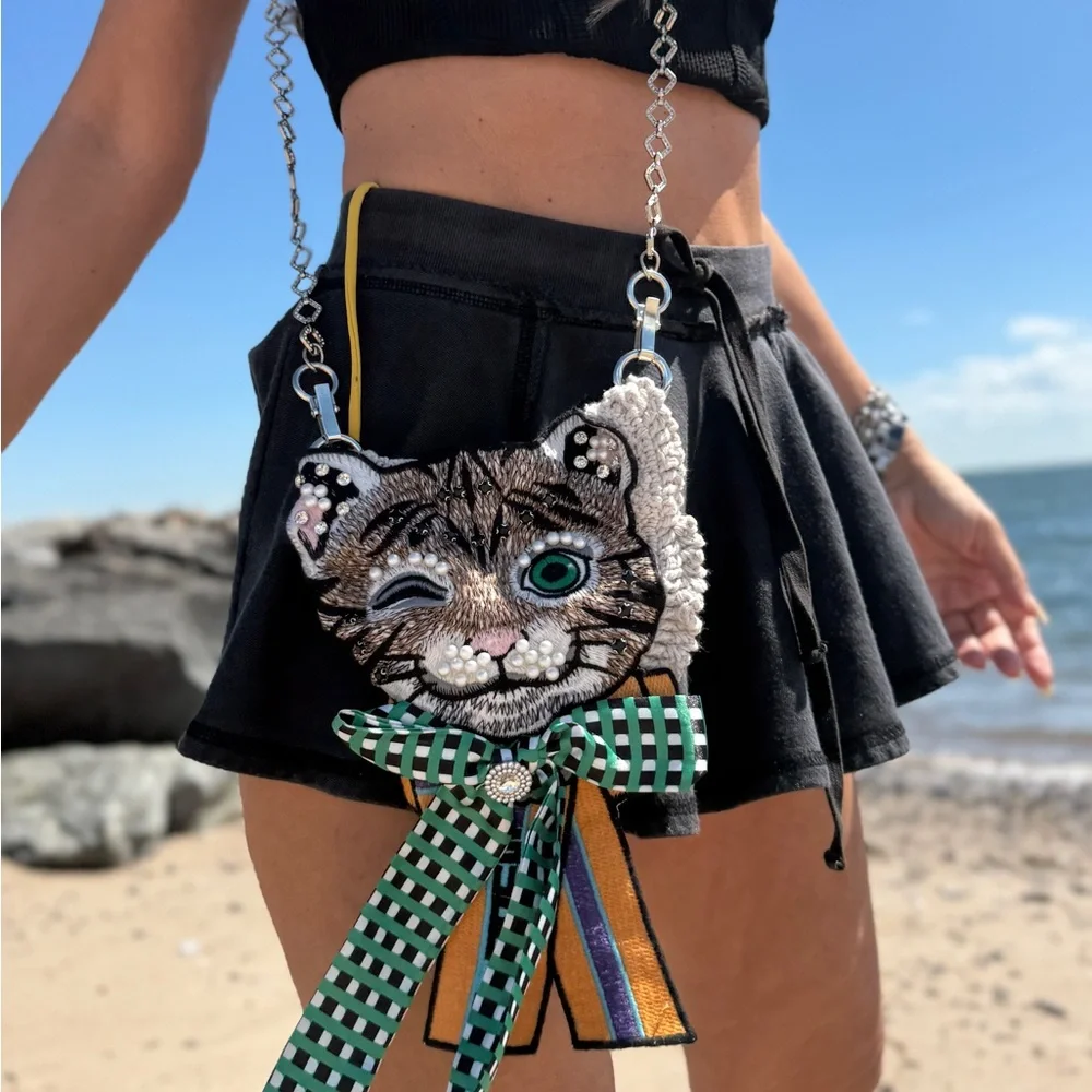 Handmade Cat Bag – Crossbody, Waist Bag & Necklace in One!
